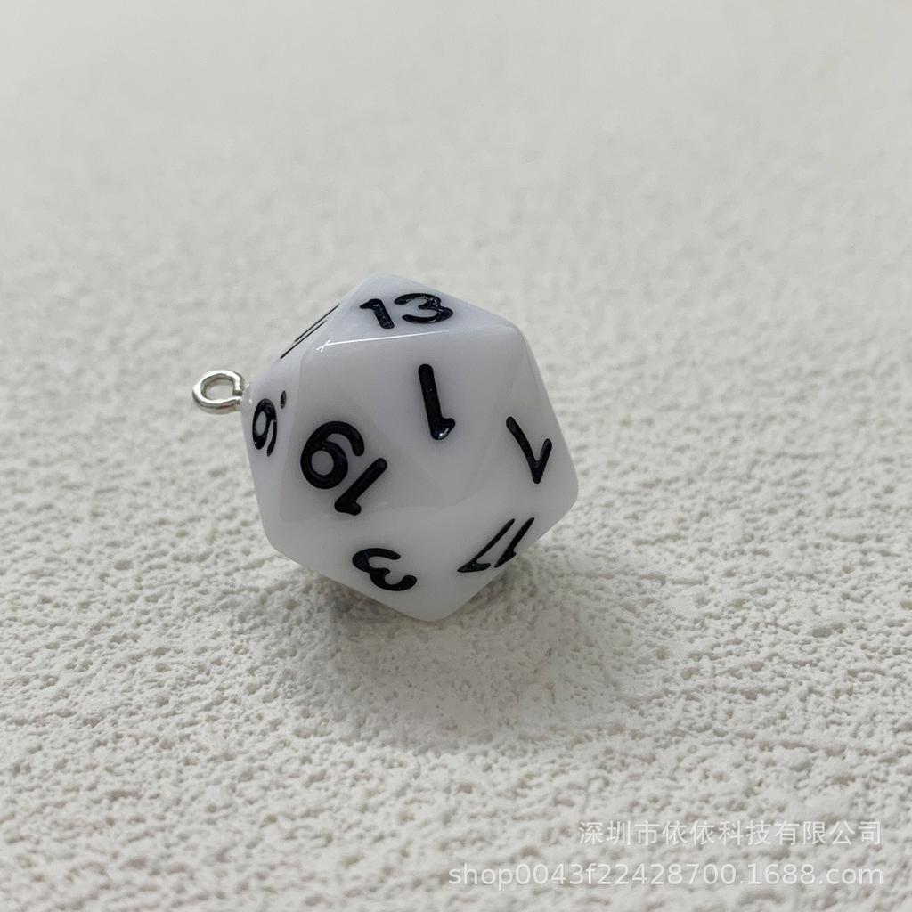 Manufacturer's real shot 20-sided sieve dice transparent solid color multi-sided dice bag pendant earrings keychain DIY accessories