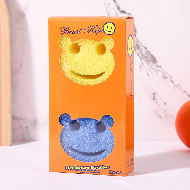 Douyin Smiley Magic Cleaning Sponge – Loofah-Style Honeycomb Kitchen Dish Sponge