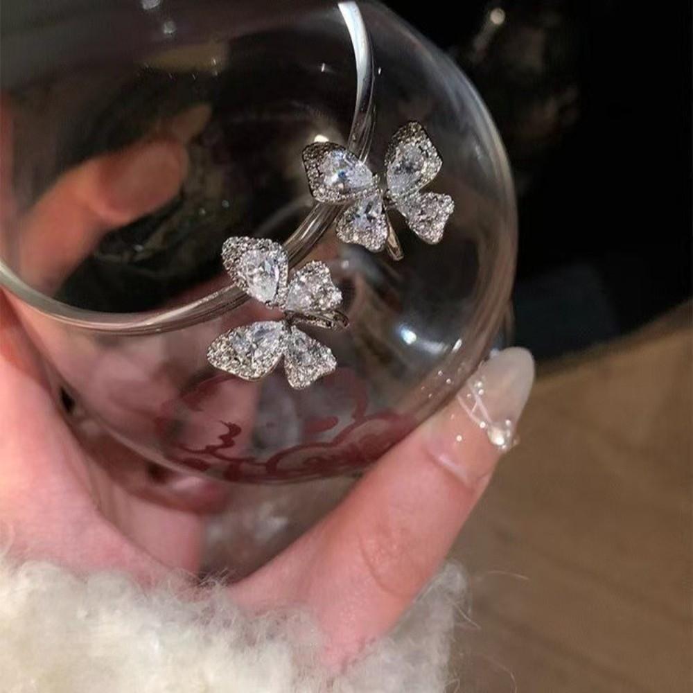 Simple Design Zircon Earrings Luxury Exquisite Earrings Fashion Butterfly Stud Earrings  Banquets