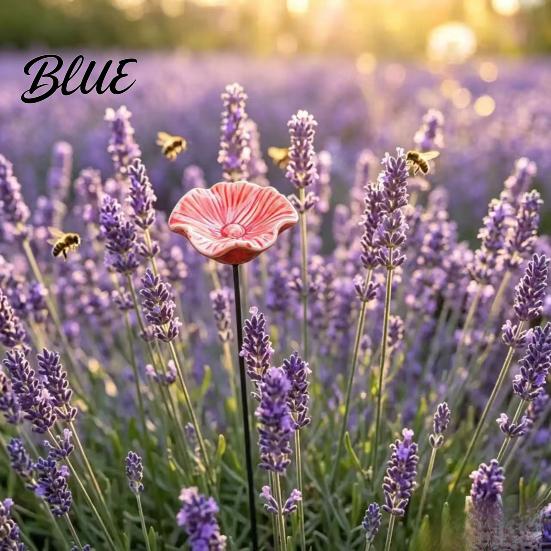 Insektenbewässerungsstation Handgefertigte Keramik-Bestäuberstation Bunte Blume Bienenwasserspender & Schmetterlingsvogelbad Bad Kleiner Außenbereich Garten