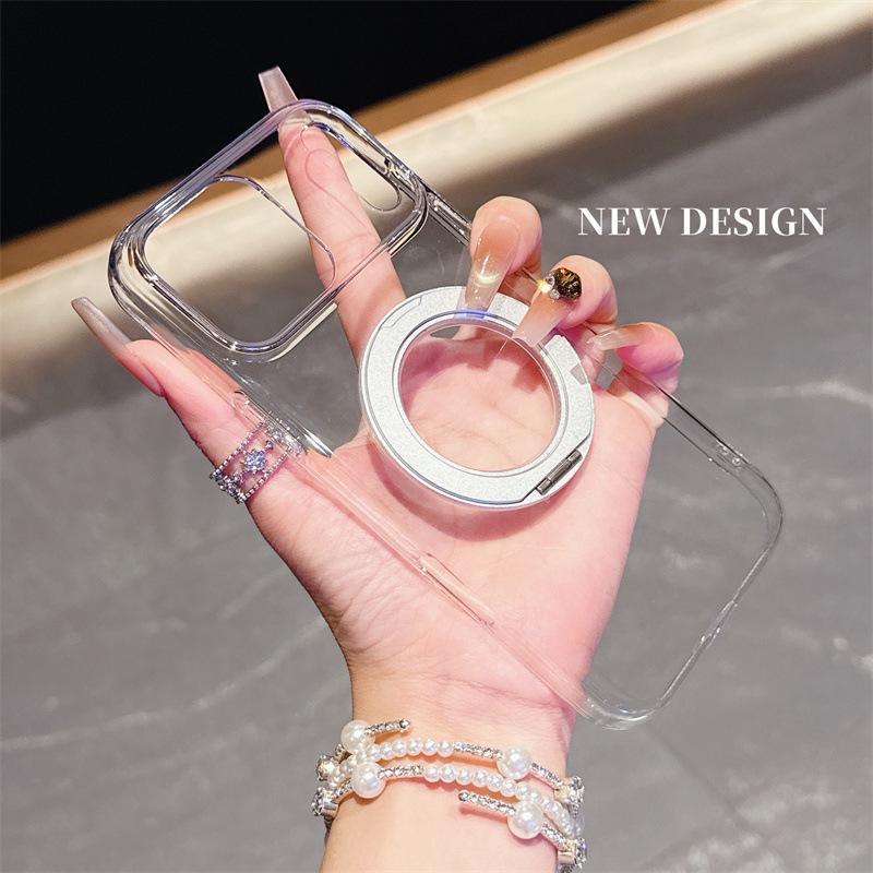 Rotating Stand Case for iPhone 17 Pro Max, Transparent Full Coverage Protective Case for Apple 16 Pro