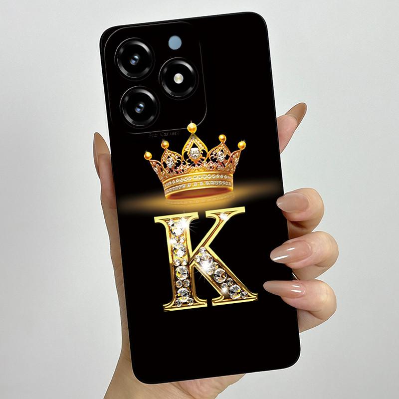 Kronenbuchstaben Handyhülle für OPPO Realme C61 4G 6,74" RMX3939 C 61 C63 Narzo N63 Hülle Quadratisch Flüssigsilikon Weiche Stoßfängerabdeckung