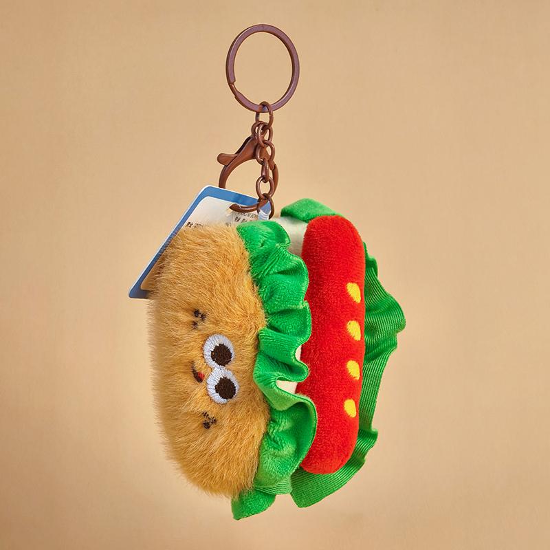 Mini Snack Burger Pendant Plush Toy Doll Sushi French Fries Bread Food Key Holder Horn Bag Pendant Keychain