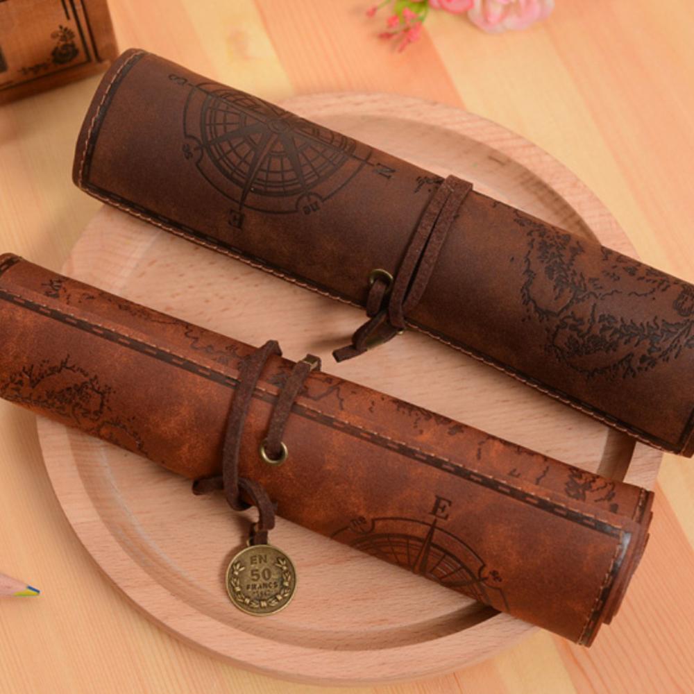 Vintage Canvas Rullpennfodral Kreativ Enkelhet Stor Kapacitet Brevpapperlåda Rullpennfodral 4 Stilar