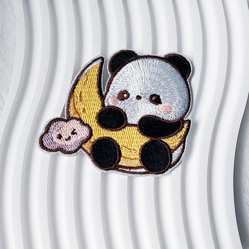 Panda Planet Self-Adhesive Embroidered Patches for Clothing, Jackets, Bags, and Decorative Use