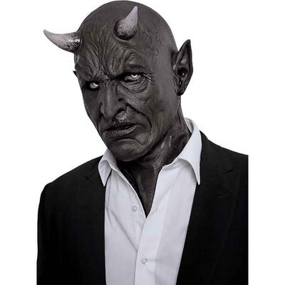 Cosplay mephistopheles máscara horror demônio chifre máscara diabo assassino látex capacete masquerade carnaval festa de halloween traje adereços