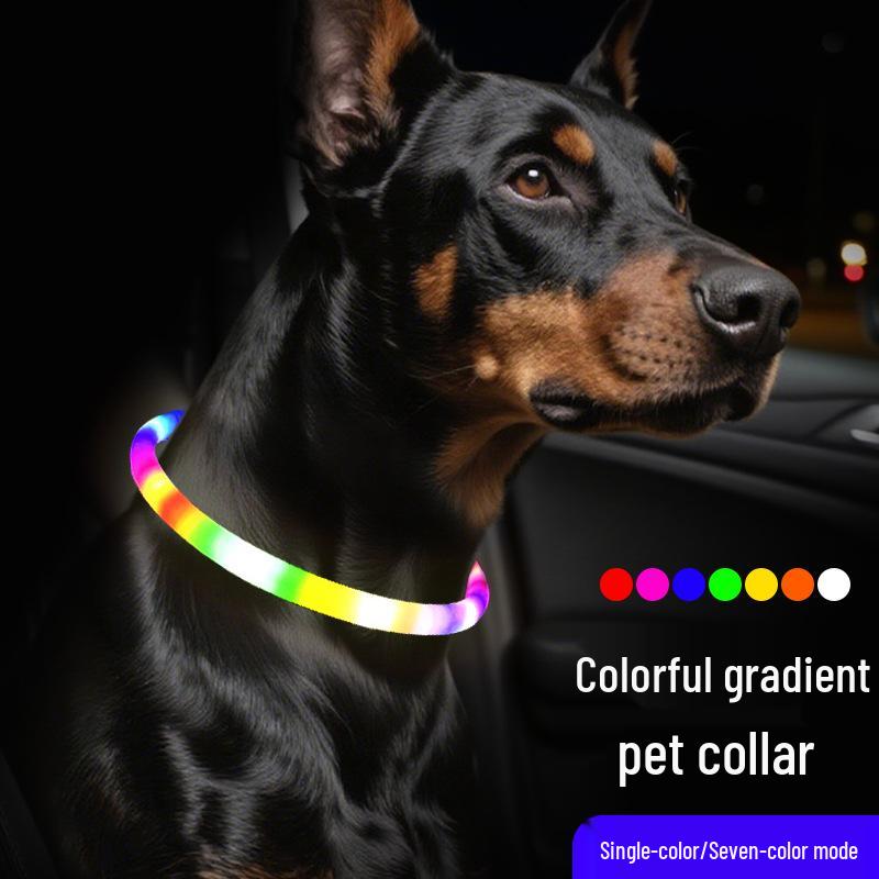 Rechargeable Waterproof LED Dog Collar: Colorful Nighttime Walking Light