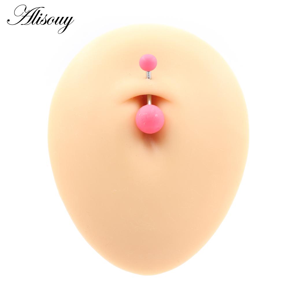 Alisouy 1 buc 14G sexy bomboane colorate cauciuc oțel inoxidabil bară buric inel piercing club de noapte fată femei corp bijuterii