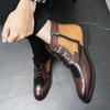 Herren-Arbeitsstiefel mit hohem Schaft, Color-Block-Leder, Spitz zulaufend, Britischer Stil