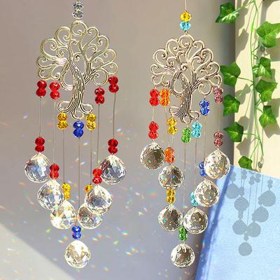 Window Wind Chime Life Tree Crystals Wind Chimes Suncatcher Hanging Pendnats Car Hanging Garden Decoration Pendnat Gift