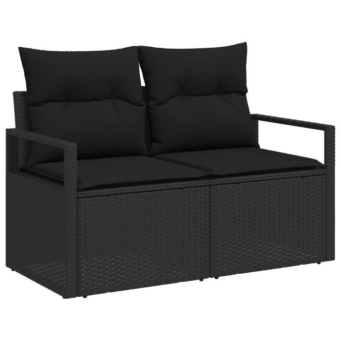 Set de canapé de jardin 6 pièces vidaXL avec coussins en rotin beige, Canapé de jardin 2 places vidaXL avec rangement et 3355062