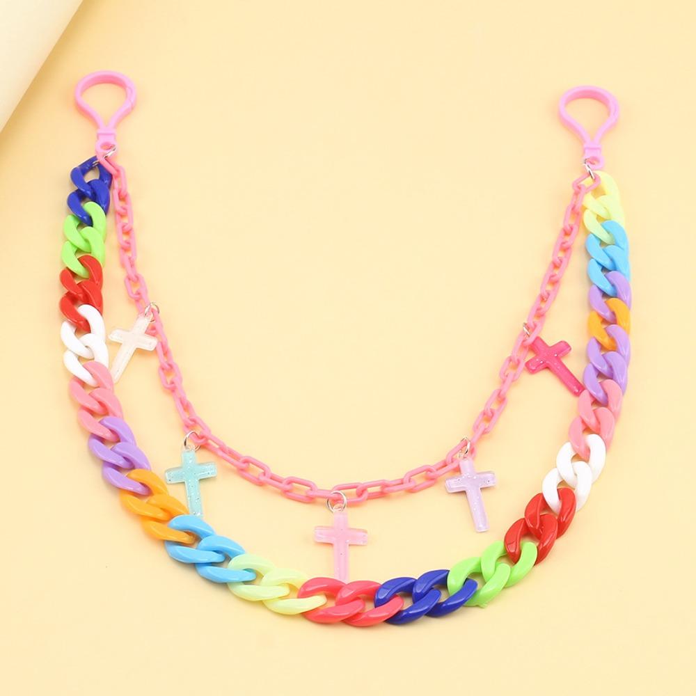 Acrylic Heart Waist Chain Double Layer Cross Pants Chain Punk Star Belt Chain Jeans Decor
