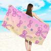 Pink Lips Print Beach Towel Quick Dry Sand Free Stripe Pattern Lightweight Towel for Women Beach Pool Travel Summer