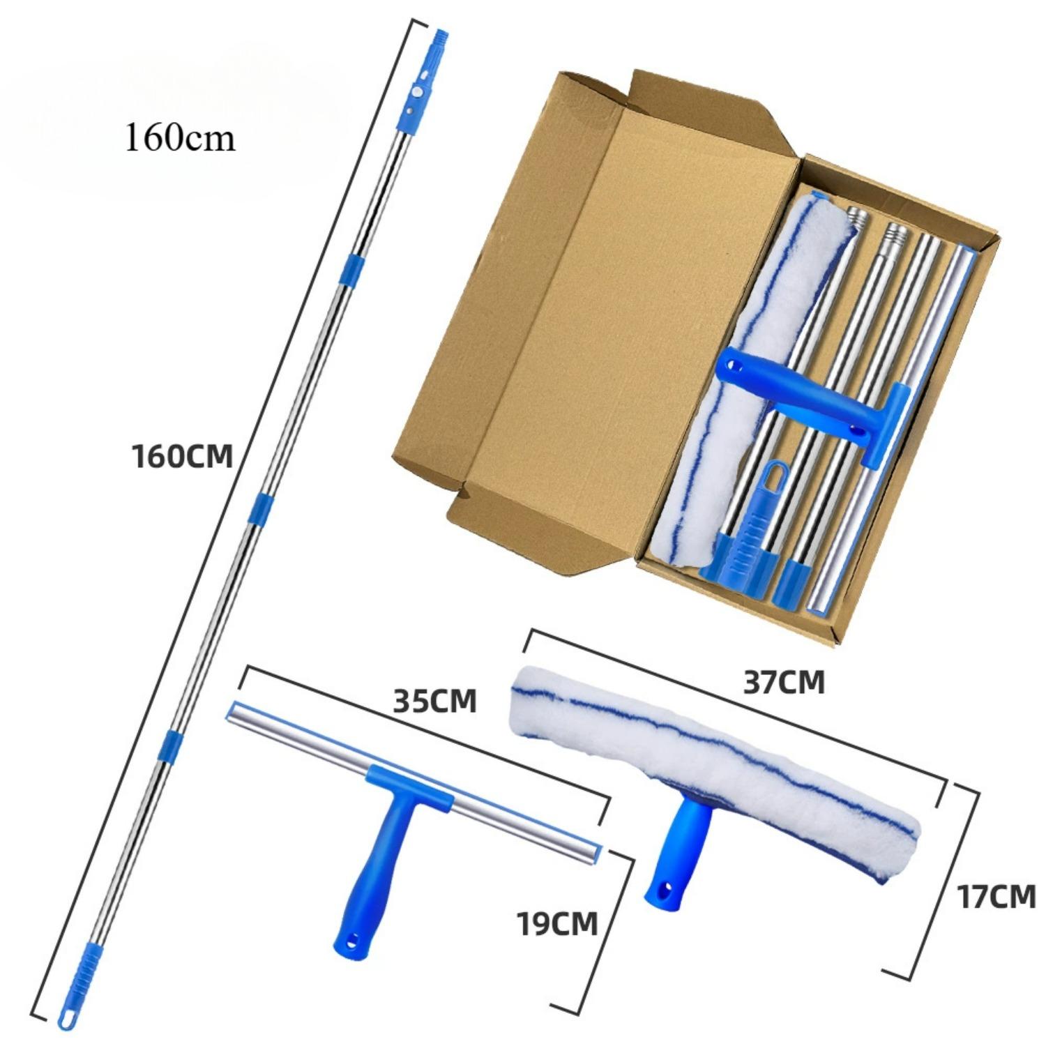 

Средство для мытья окон с длинной ручкой, инструменты для мытья стекол с силиконовым скребком и щеткой из микрофибры, набор для мытья окон, зеркал в душевой кабине 160cm
