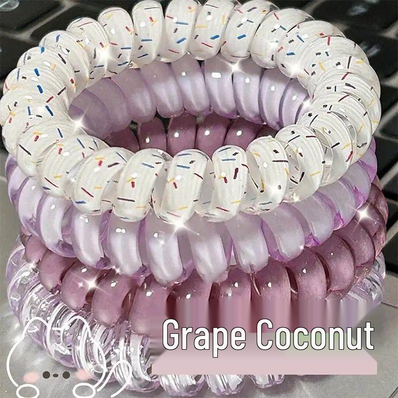Korean Cute Coconut Polka Dot Hair Tie - Durable, High-Quality Summer Telephone Cord for a Fresh Daily Look.