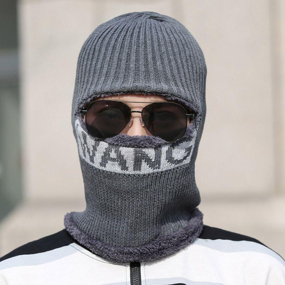 Fleece Neck Scarf Cap Soft Balaclava Winter Knitted Hat  Men Women