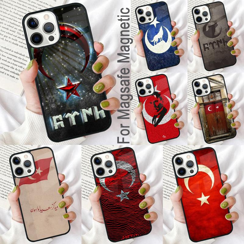 Turkei Turkey Ataturk Flag Banner Soft Phone Case for iPhone 17 Air 16e Pro max 15 Pro 13 14 Plus 11 12 MagSafe Magnetic Coque
