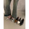 French Kitten Heel Light Mouth Single Shoes Women's Shoes 2025 Spring and Summer New Pointed Temperament Silver Evening Work Shoes