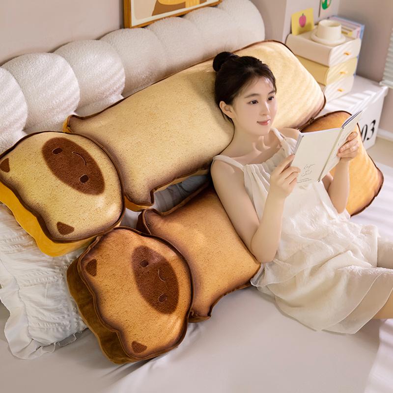 90-110cm New Stuffed Long Pillow Cute Cartoon Toast Cat Shape Plush Toys Cushion for Sofa Chair Home Decoration Long Pillow Gift