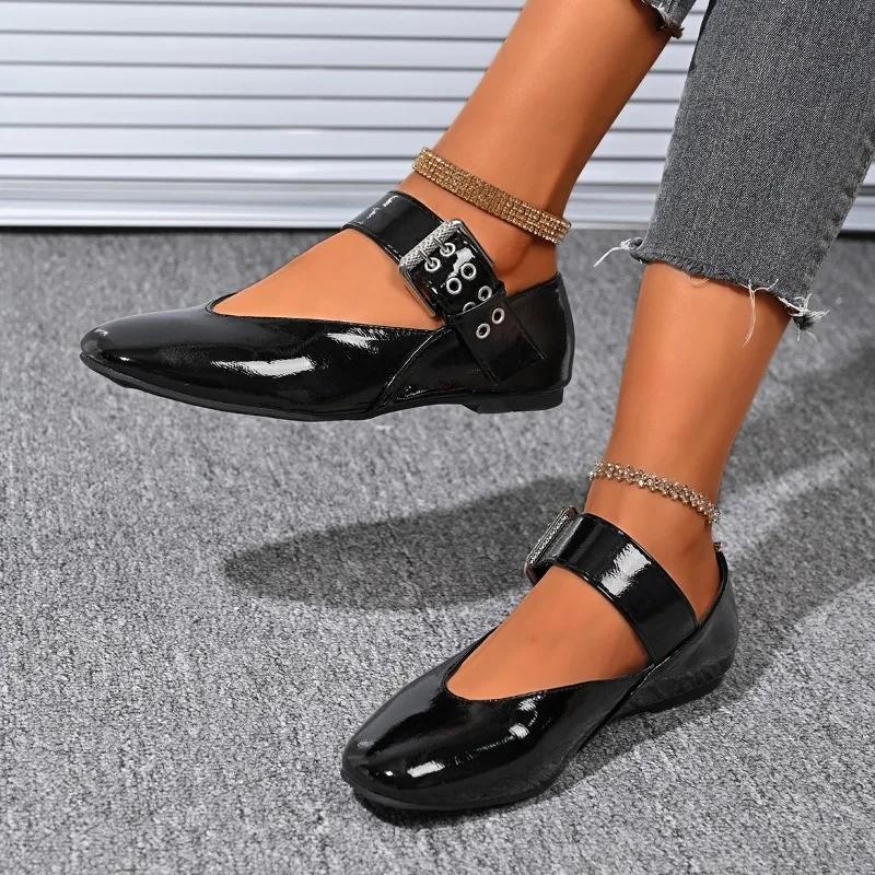 2025 Brand Ladies Shoes Buckle Strap Women's High Heels Best Seller New Leopard Print Shallow Flat Low Heels Zapatos
