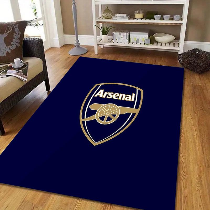 Tappeto Quadrato con Fantasia a Quadri Arsenal F.C., Tappeto da Area, Tappeto per Soggiorno Camera da Letto Divano Sala Giochi Decorazione, Tappetino Antiscivolo