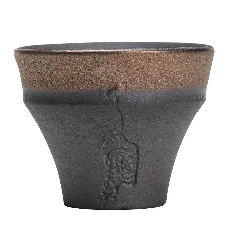 Retro Chinese Style Teacup Kung Fu Single Cup Tea Tasting Cup Master Cup Household Ceramic Coarse Pottery Teacup
