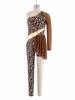 Costume da Ballo a Tema Grotta per Bambine: Body Patchwork Stampa Leopardo, Design Asimmetrico per Ginnastica nella Giungla e Palcoscenico