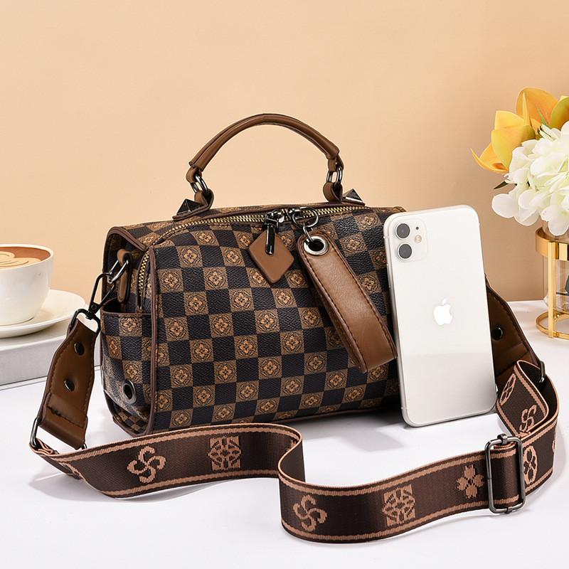Elegante Borsa a Mano da Donna Boston di Alta Gamma Borsa a Tracolla Casual in Caffè o Kaki