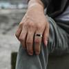 Vnox Herren Offene Ringe, Schwarzer Emaille Siegelring, Uhrenarmband Gerillter Fingerring, Verstellbarer Schmuck