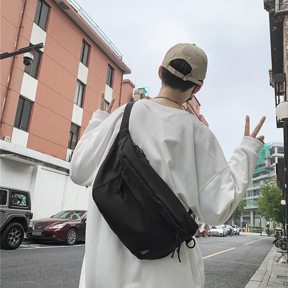 New Handbag Large Capacity Crossbody Bag Nylon Belt Pouch Travel Hip Bag Casual Solid Color Chest Bags Couple Young Student