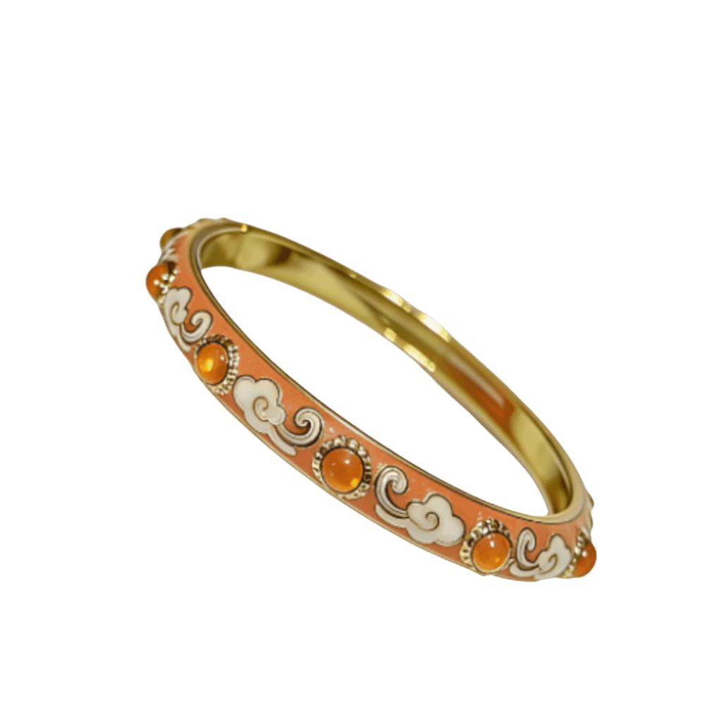 Enamel Chinese Cloisonne Bracelet Ethnic Style Vintage Flower Texture Bracelet Open Cuff Classic Glazed Bangle Women s Jewelry оранжевый