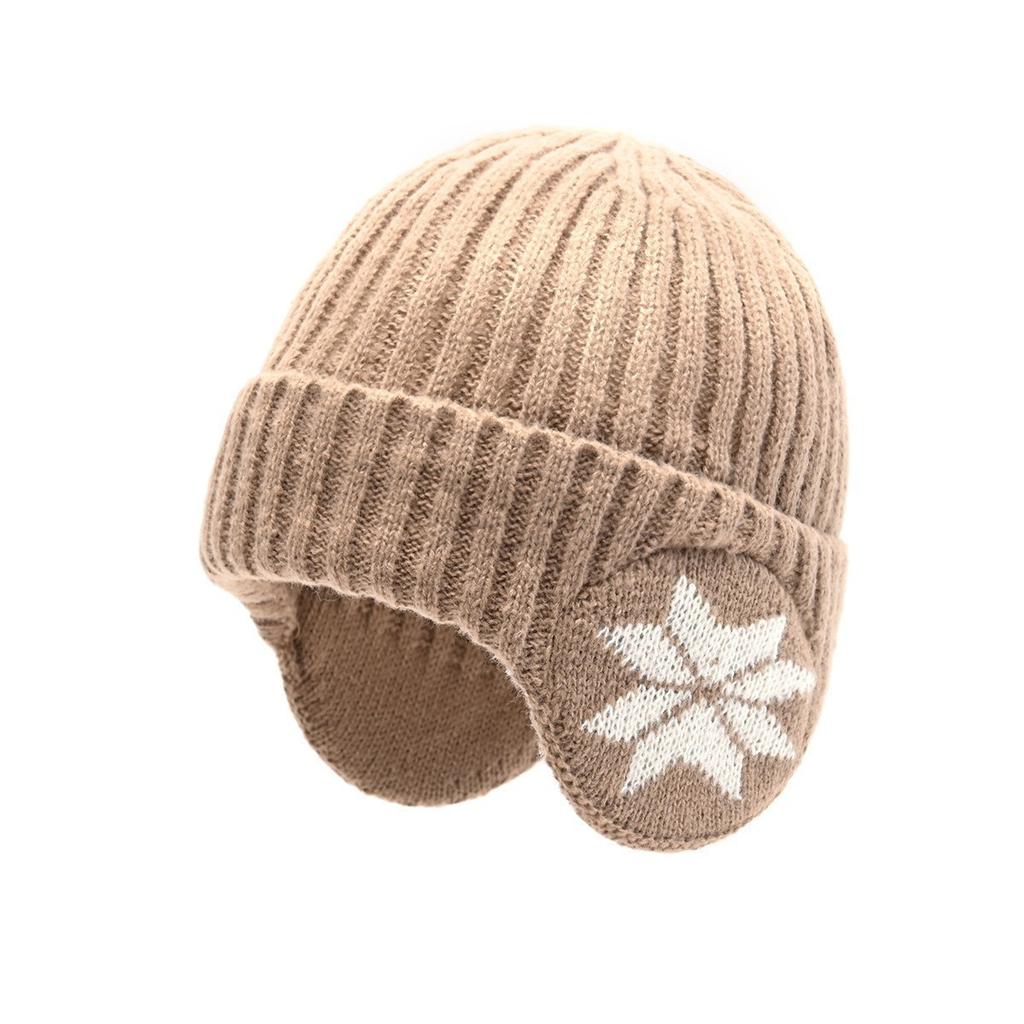 Winter warm pullover knitted wool hat, men's and women's fleece-lined thickened hat, outdoor cycling earmuff hat