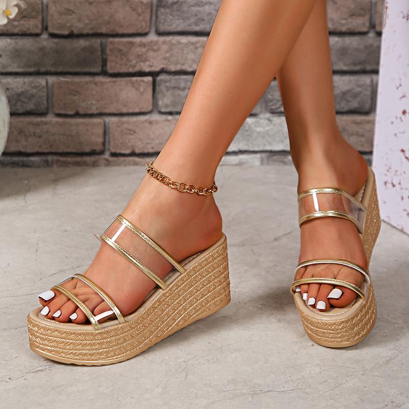 Fashion Women's Sandals Fashion Chunky Wedges Slippers Women Platform Sandals Shoes for Woman Summer High Heels Sandles Sandalias Mujer