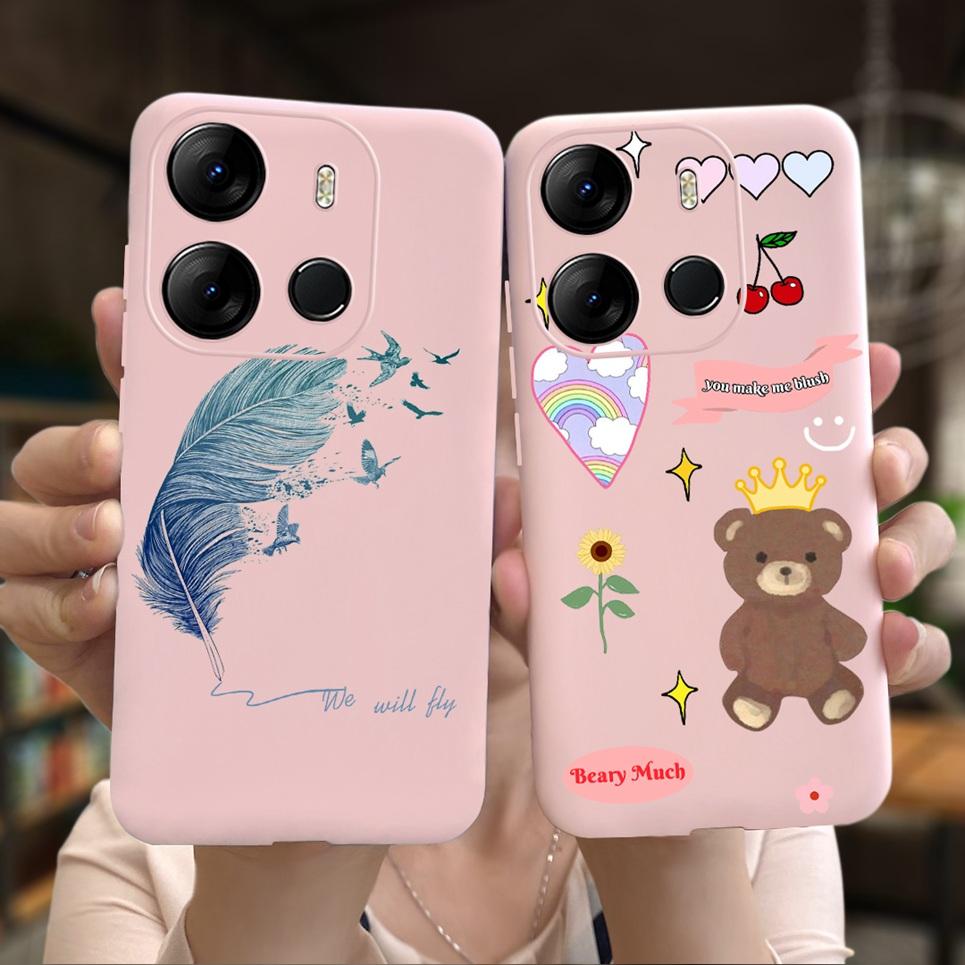 Phone Case for Infinix Smart 7 Plus Case X6517 Bumper Flower Girly Soft Silicone Cover for Infinix Smart 7 X6517 Funda Smart 7+