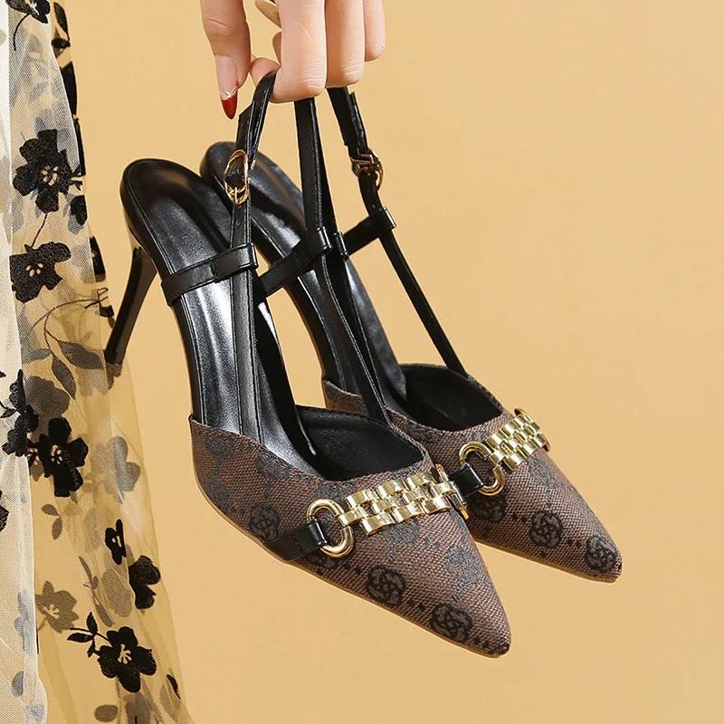 Fashion Rimocy Women's Pumps Pointed Toe Slingback High Heels Shoes for Women Spring Summer New Sexy Fashion Party Punk Goth Heels Women