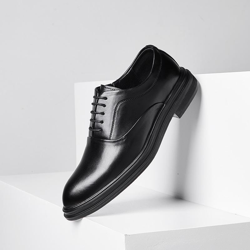 

Деловые туфли из кожи, мужские, британские, трендовые, шнурованные, молодежные, повседневные туфли 3018-X 45 чёрный