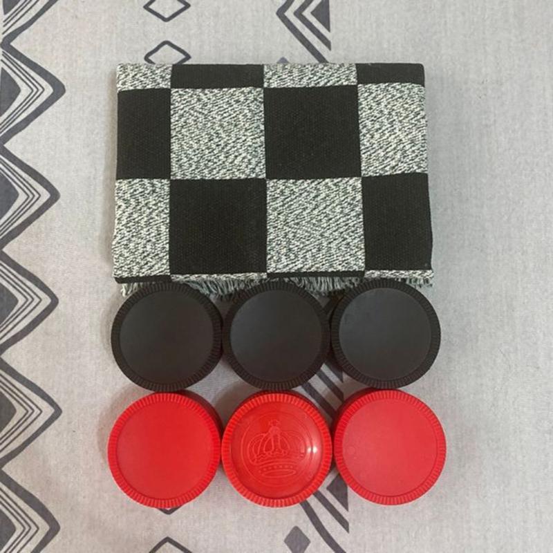 3 in 1 Giant Checkers Set Vintage Giant Checkers Game with Reversible Mat Indoor and Outdoor Board Game for Family