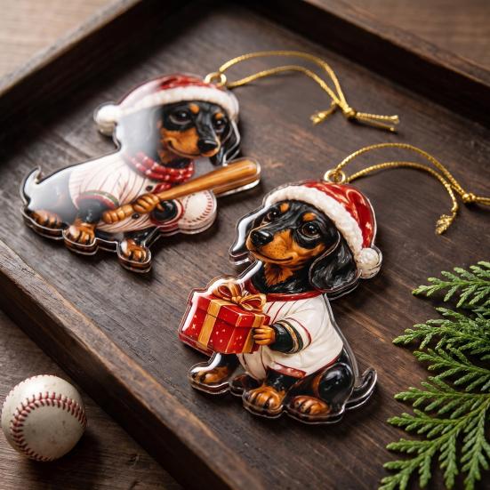 Dog Lover Holiday Advent Gifts 2026 Dachshund Calendar, 24 Days Acrylic Baseball Figures Festive Window Entrance Decor Christmas Countdown Collectible
