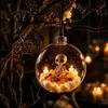 Spooky Pumpkin Ball Decor Halloween Clear Hanging Decoration, Glowing Sphere Ornament with Skeleton, Transparent Pumpkin, Spider Web, Black Cat Decor,