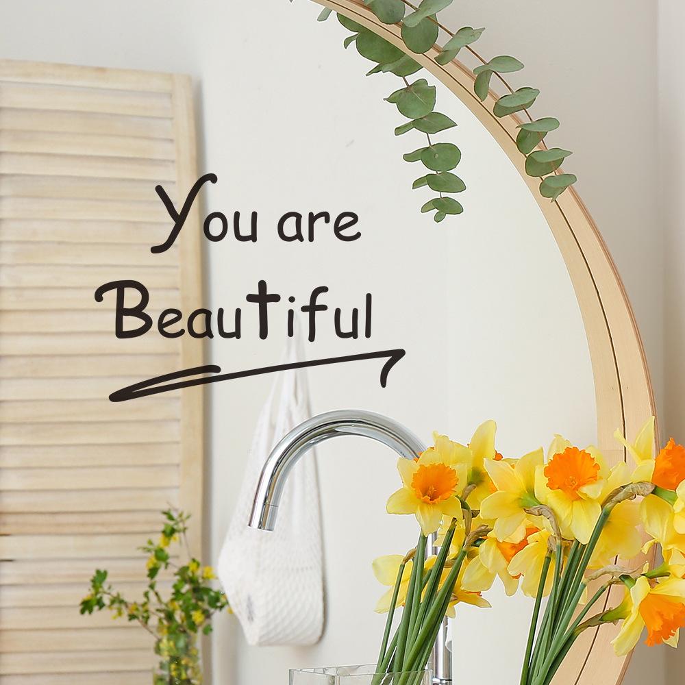 Fun-a002you Are Beautiful English Slogan Bathroom Bathroom Background Landscaping Wall Sticker