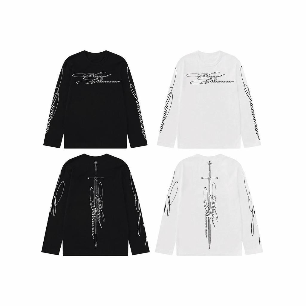 Unisex Y2K Amerikanischer Buchstaben-Aufdruck Locker Langarm Rundhals T-Shirt Herbst Hip Hop Gothic Harajuku Street Commuter Pullover