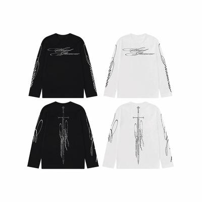 Unisex Y2K Amerikaans Letterprint Los Langarmig Rond Hals T-shirt Herfst Hip Hop Gothic Harajuku Straat Commuter Pullover