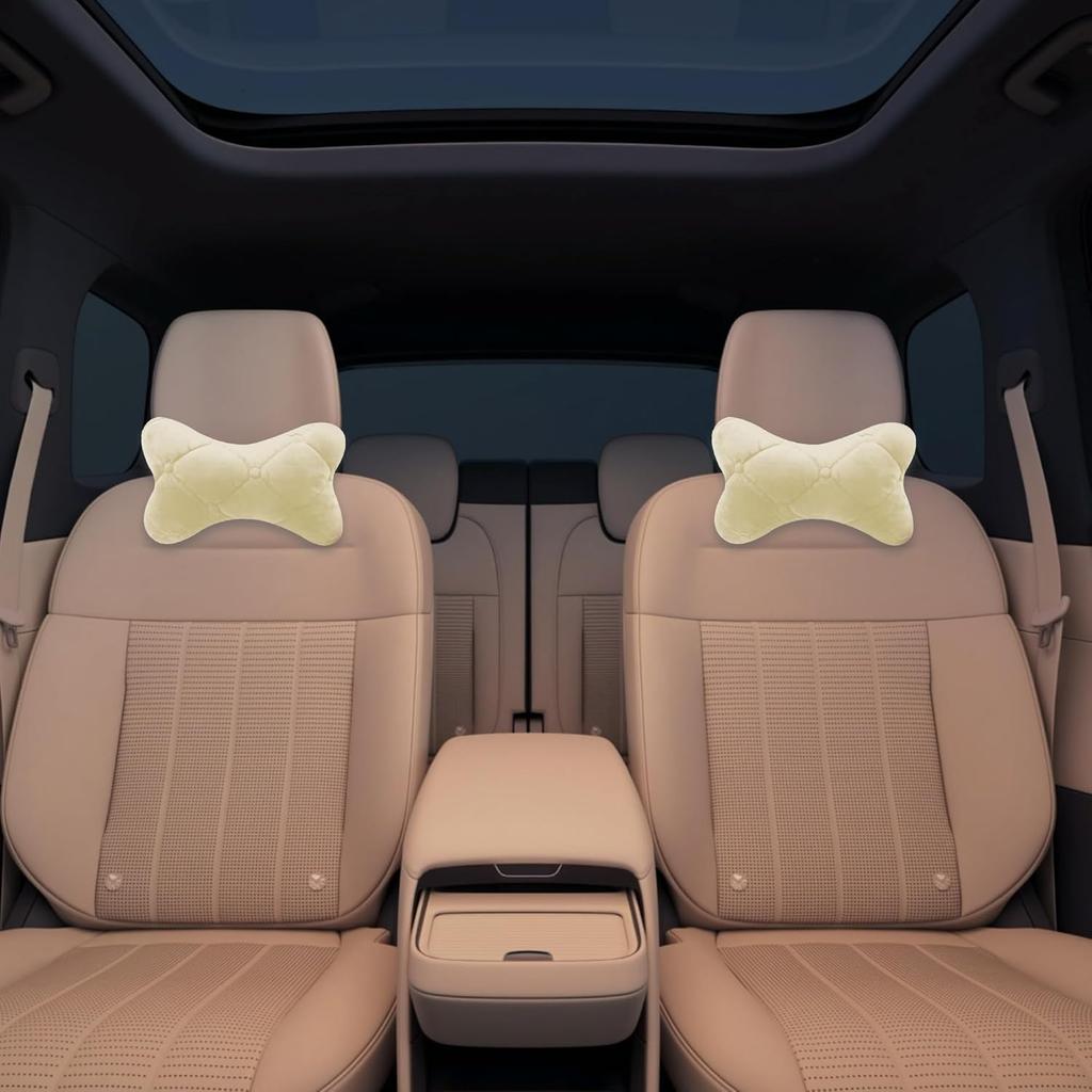 Car Headrest Pillow, 2PCS Soft Comfortable Vehicle Neck Pillow Cushion, Head Rest Pad Accessories For Driving Fatigue Relief, Universal Car Interior