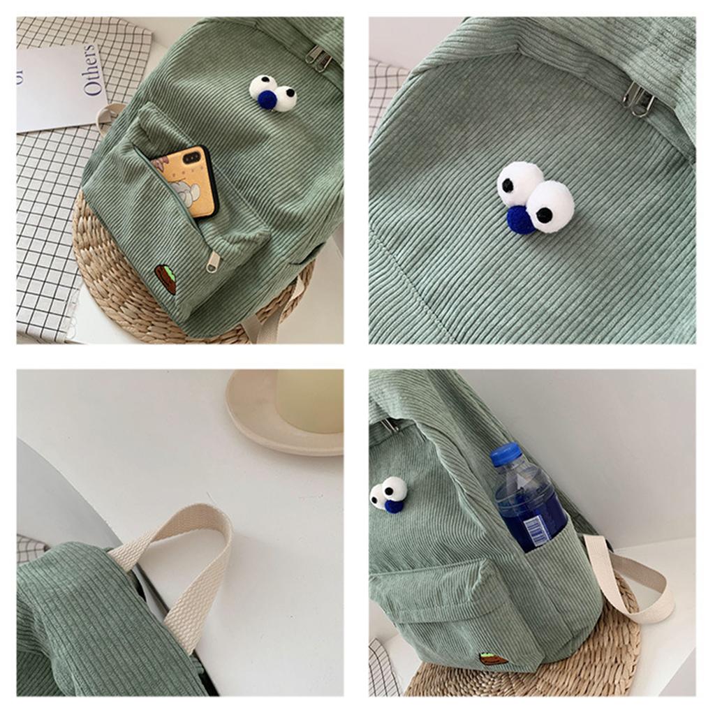 Women Casual Backpack College Wind Large-capacity Corduroy Travel Bag Student School Bag Female High Student Bookbag