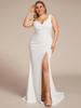 Ever-Pretty Plus Size Deep V-Neck Sleeveless High Slid Simple Wedding Dresses for Bride White