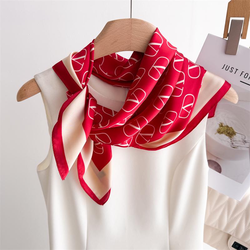 Elegant Spring Floral Silk-Blend Square Scarf - Headscarf & Neck Protection Neckerchief for Women