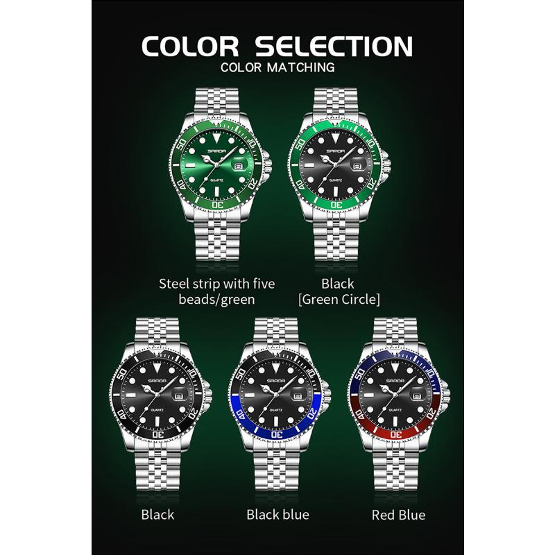 SANDA New Men's Quartz Watch Waterproof Calendar Display Day Glow In The Dark Simple Personalized Men's Watch