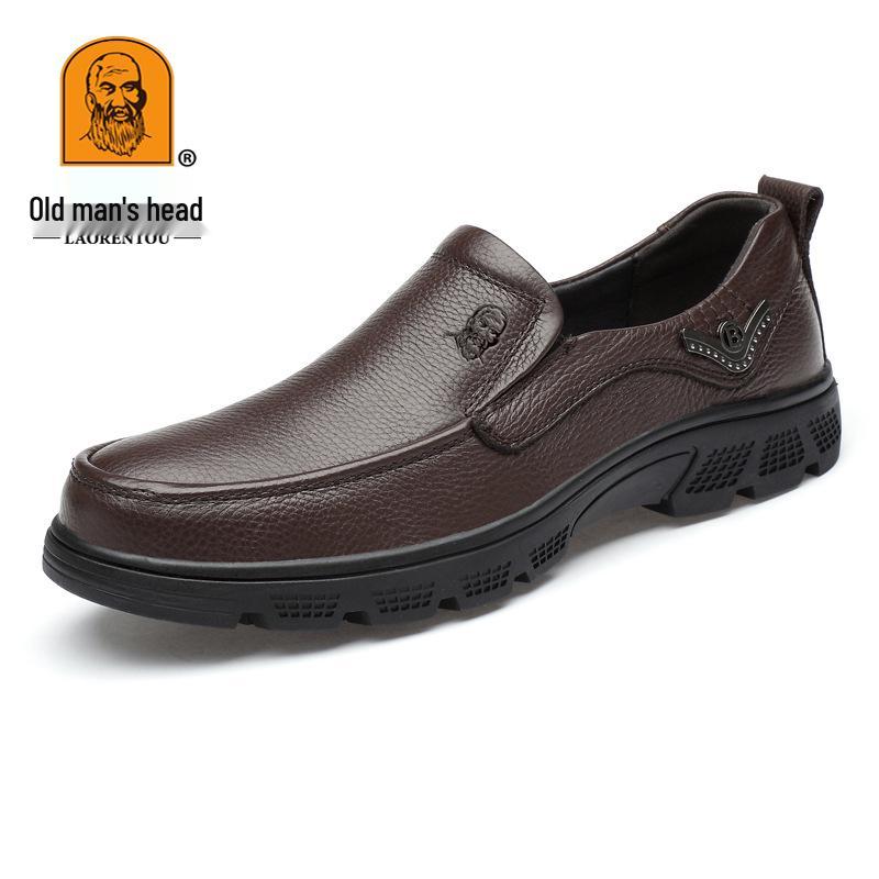 Laorentou Men s Comfortable Leather Shoes - Non-slip Soft Sole, Large Size Business Casual for Middle-aged & Elderly. 48 коричневый