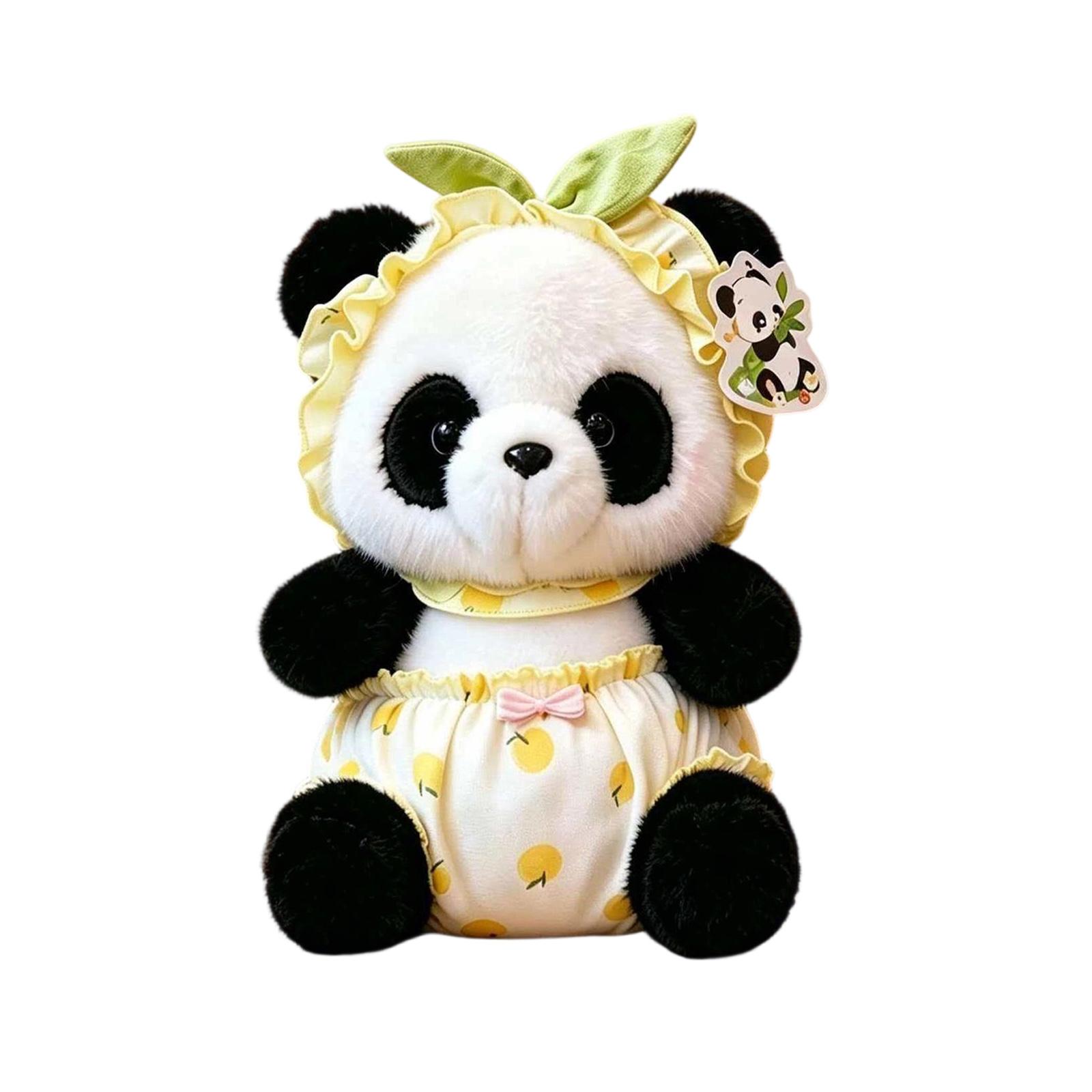 

Plush Panda Stuffed Animal Soft Toy with Bunny Ears and Ruffled Outfit Cute Design for Kids and Collectors Suitable for Gifts and Decoration One Size жовтий