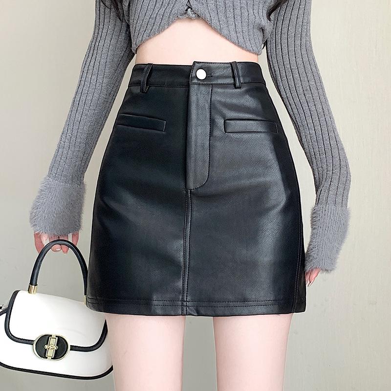 

Женская черная мини-юбка А-силуэта из искусственной ПУ кожи, с высокой талией, с защитой от просвечивания, маленьких размеров, новинка сезона осень/зима 2025 XL чёрный